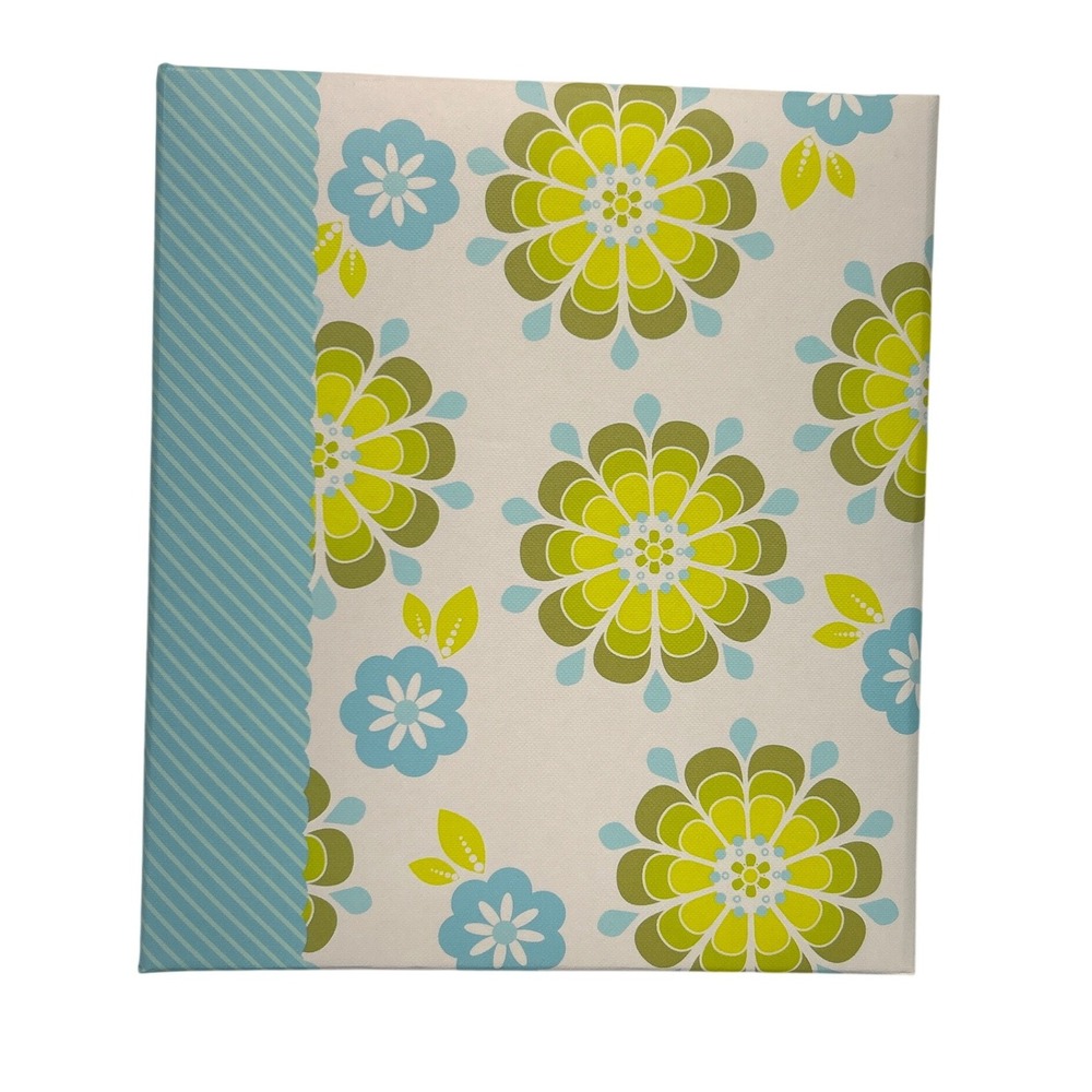 Hallmark Address Book Organizer 6 Ring Blue Green Flowers Retro Mod Organizer